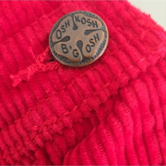Vintage OshKosh B'gosh Red Corduroy Overalls for Kids - Picture 5 of 7